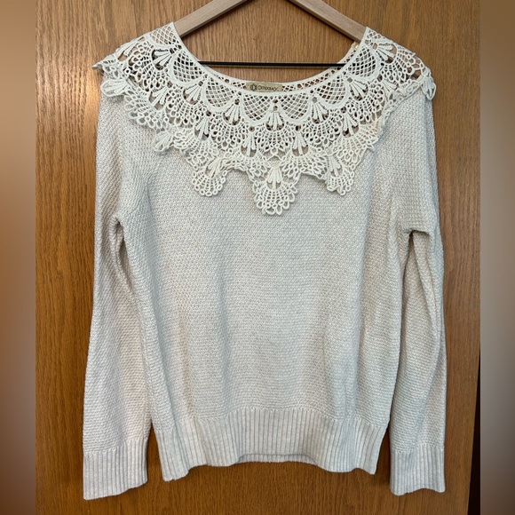 Democracy crochet sweater Large long sleeve top knit sweater lace crochet detail - Picture 2 of 14